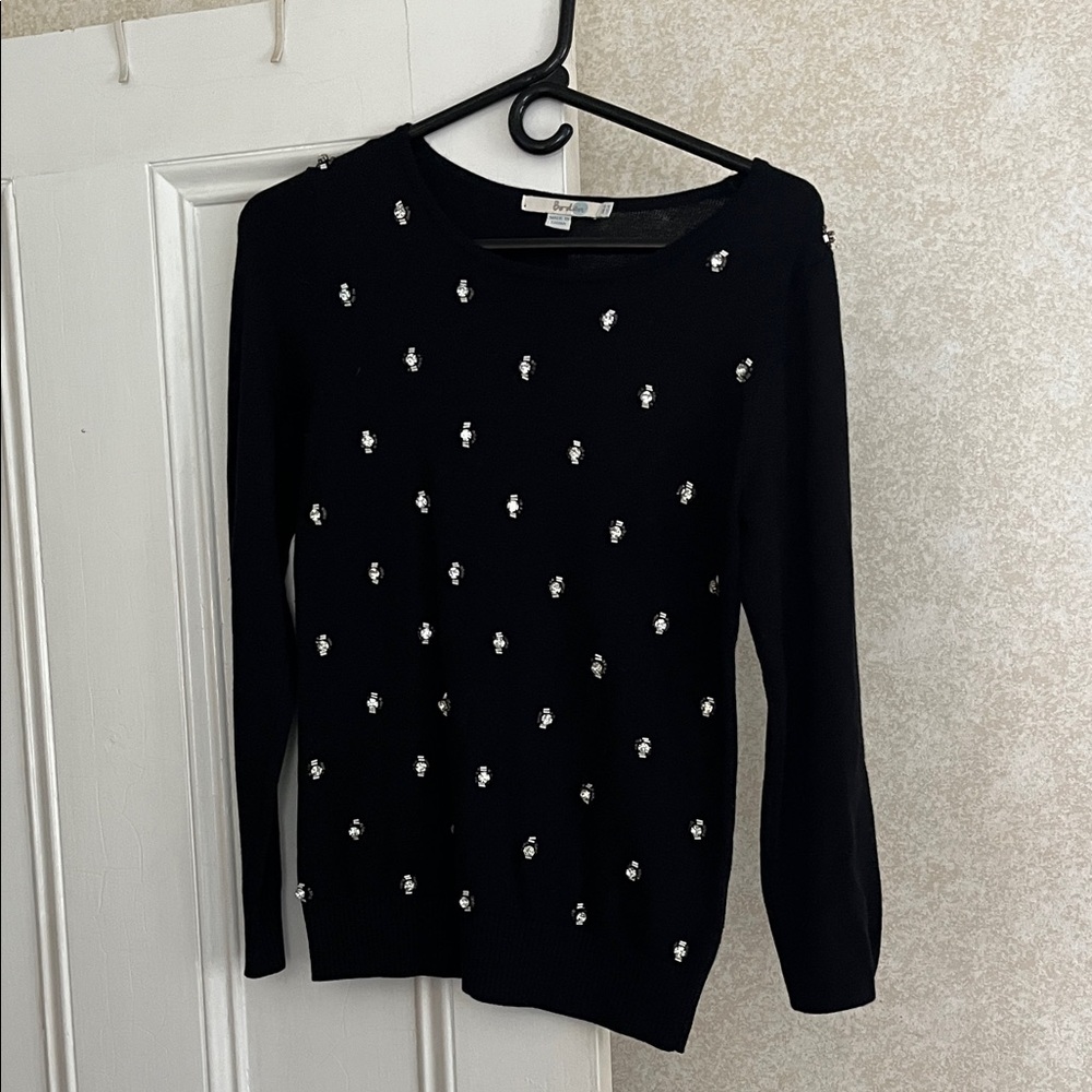 Boden Black Embellished Women's Sweater. Size 4.